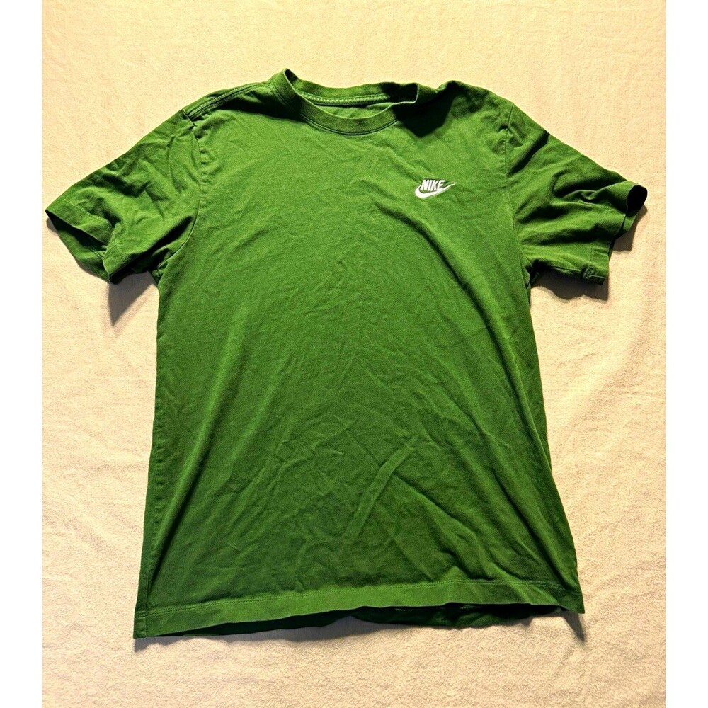 Nike The Nike Tee Men’s Green Solid Logo Crew Neck Short Sleeve T-Shirt M